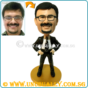 Custom 3D Smart Male In Black Suit Attire Figurine